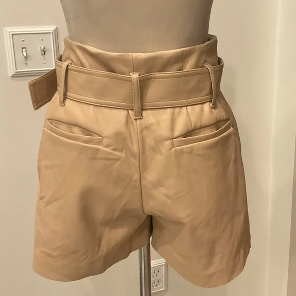 Express High Waist Tan Belted Shorts - Picture 3 of 10